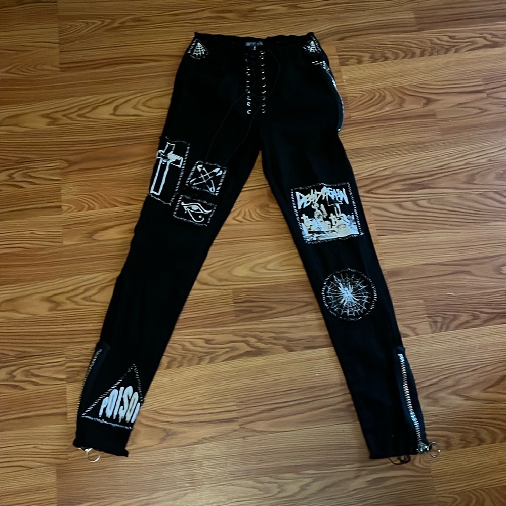 Current Mood lace up patched pants sz small